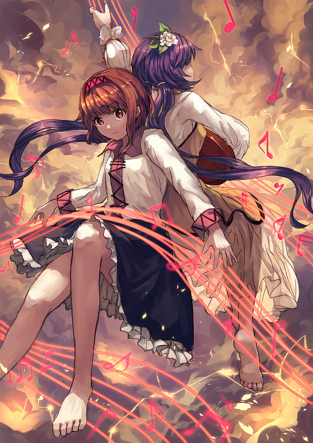 Anime couple sitting stars fireworks free wallpaper for mobile - medium preview image