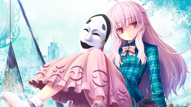 Girl pink hair creepy mask free wallpaper for desktop - medium preview image