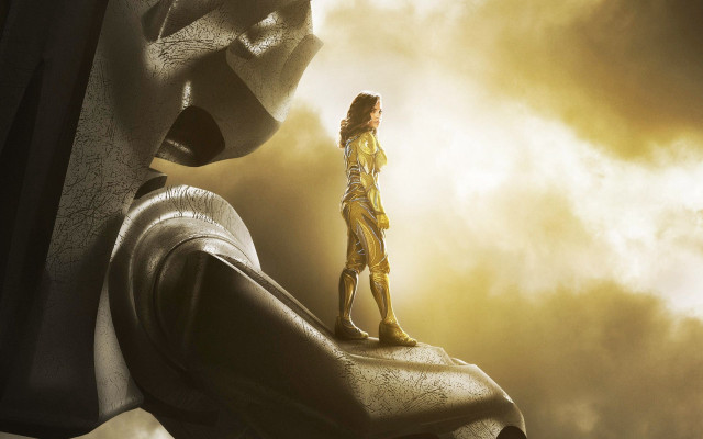 Woman yellow suit rock sky free wallpaper for desktop - medium preview image