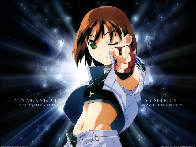 Anime character gun camera blue free wallpaper for desktop - medium preview image