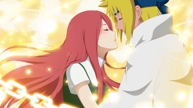 Anime couple kissing bright lights free wallpaper for desktop - medium preview image