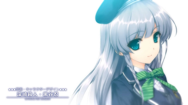 Anime girl white hair green free wallpaper for desktop - medium preview image