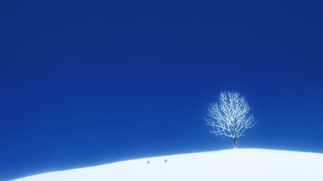 Lone tree snowy field blue free wallpaper for desktop - medium preview image