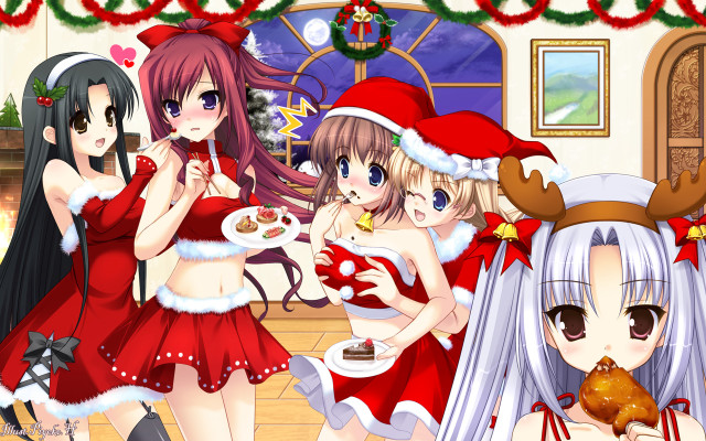 Christmas women cooking eating together free wallpaper for desktop - medium preview image