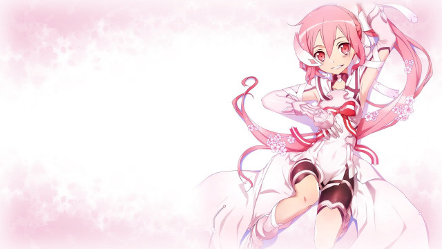 Pink haired girl white dress #7 free wallpaper for desktop - medium preview image