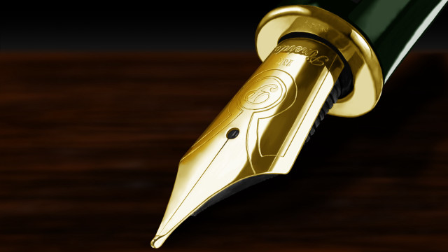 Gold cap pen wooden table free wallpaper for desktop - medium preview image