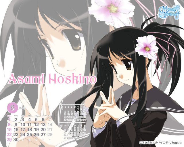 Girl black hair flower calendar free wallpaper for desktop - medium preview image