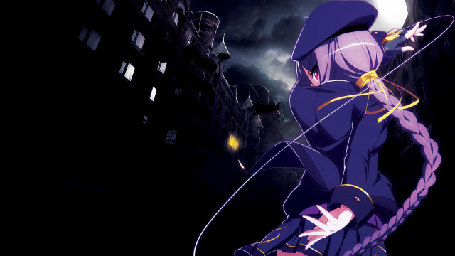 Woman purple outfit string building free wallpaper for desktop - medium preview image