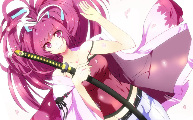 Woman pink hair sword pink free wallpaper for desktop - medium preview image