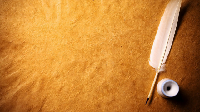 Feather quill tape table brown free wallpaper for desktop - medium preview image