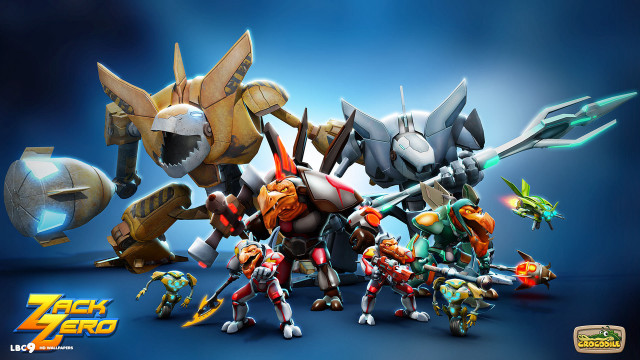 Animated characters blue background group free wallpaper for desktop - medium preview image