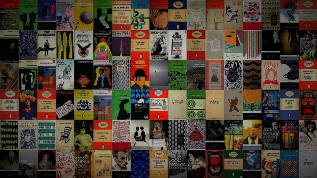 Book magazine collage black background free wallpaper for desktop - medium preview image