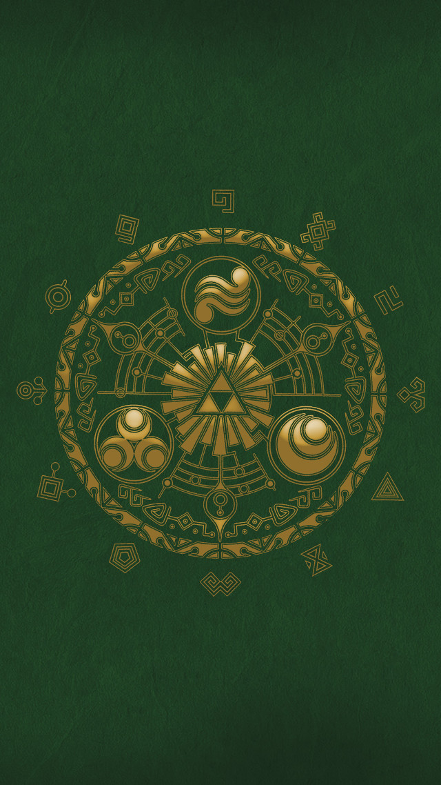 Green background gold design circle free wallpaper for mobile - medium preview image