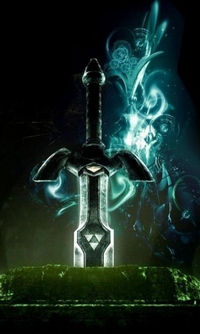 Sword glowing handle dark green free wallpaper for mobile - medium preview image