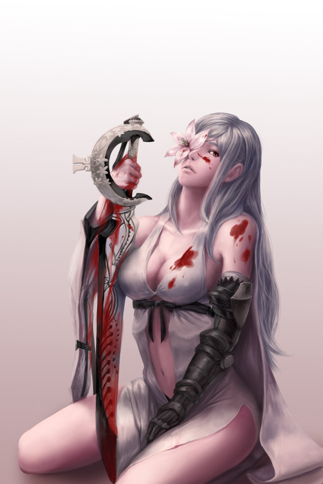 Woman knife blood sitting ground #2 free wallpaper for mobile - medium preview image
