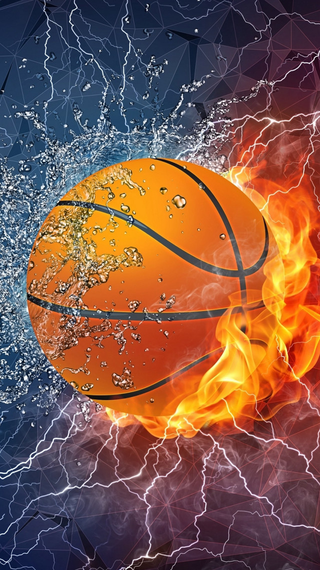 Basketball air water splashing lightning free wallpaper for mobile - medium preview image