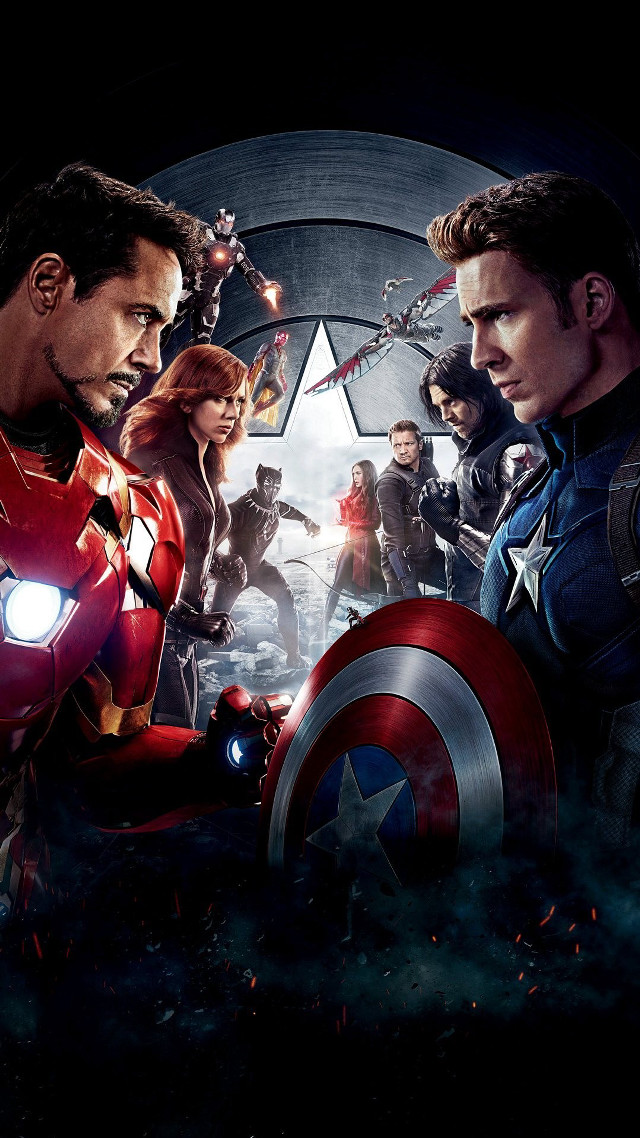 Avengers group black background star free wallpaper for mobile - medium preview image