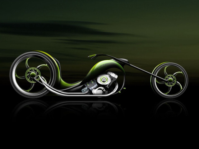 Futuristic motorcycle green black kinetic free wallpaper for desktop - medium preview image