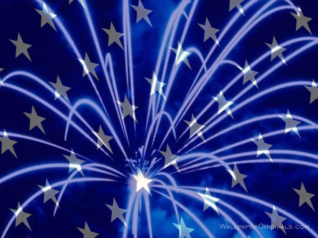 Blue white fireworks stars sky #2 free wallpaper for desktop - medium preview image