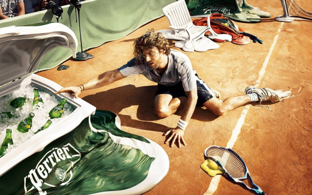 Tennis player sitting racket cooler free wallpaper for desktop - medium preview image