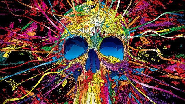 Colorful skull paint splatters faces free wallpaper for desktop - medium preview image