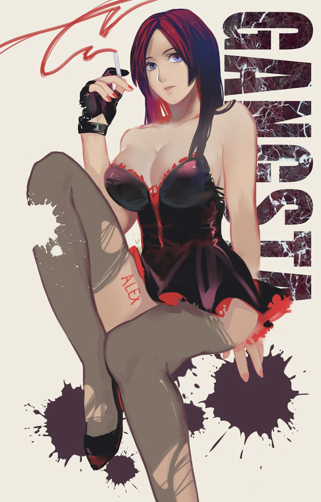 Woman corset chair cigarettes sitting free wallpaper for mobile - medium preview image