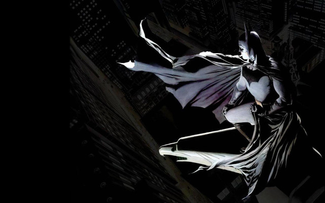 Batman flying city night cape free wallpaper for desktop - medium preview image
