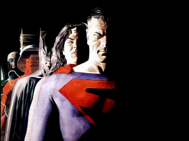 Costumed group batman superman red free wallpaper for desktop - medium preview image