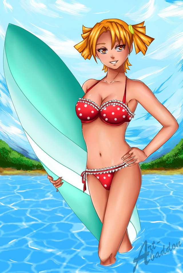 Cartoon girl bikini surfboard water free wallpaper for mobile - medium preview image