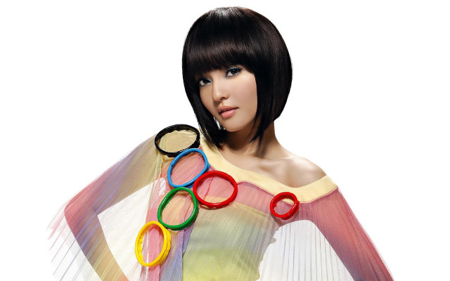 Woman colorful shirt scissors scarf free wallpaper for desktop - medium preview image