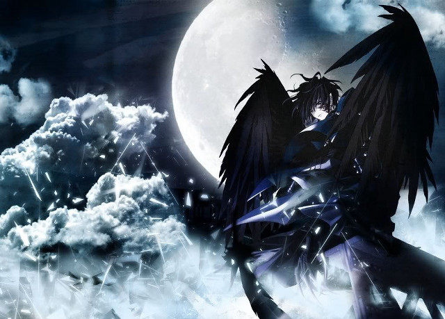 Sword wings fullmoon clouds stars free wallpaper for desktop - medium preview image