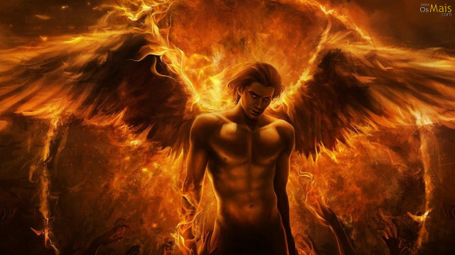 Man large angel wings flames #2 free wallpaper for desktop - medium preview image