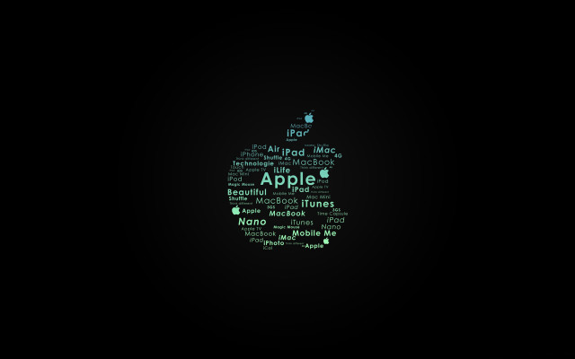 Green apple words black background free wallpaper for desktop - medium preview image