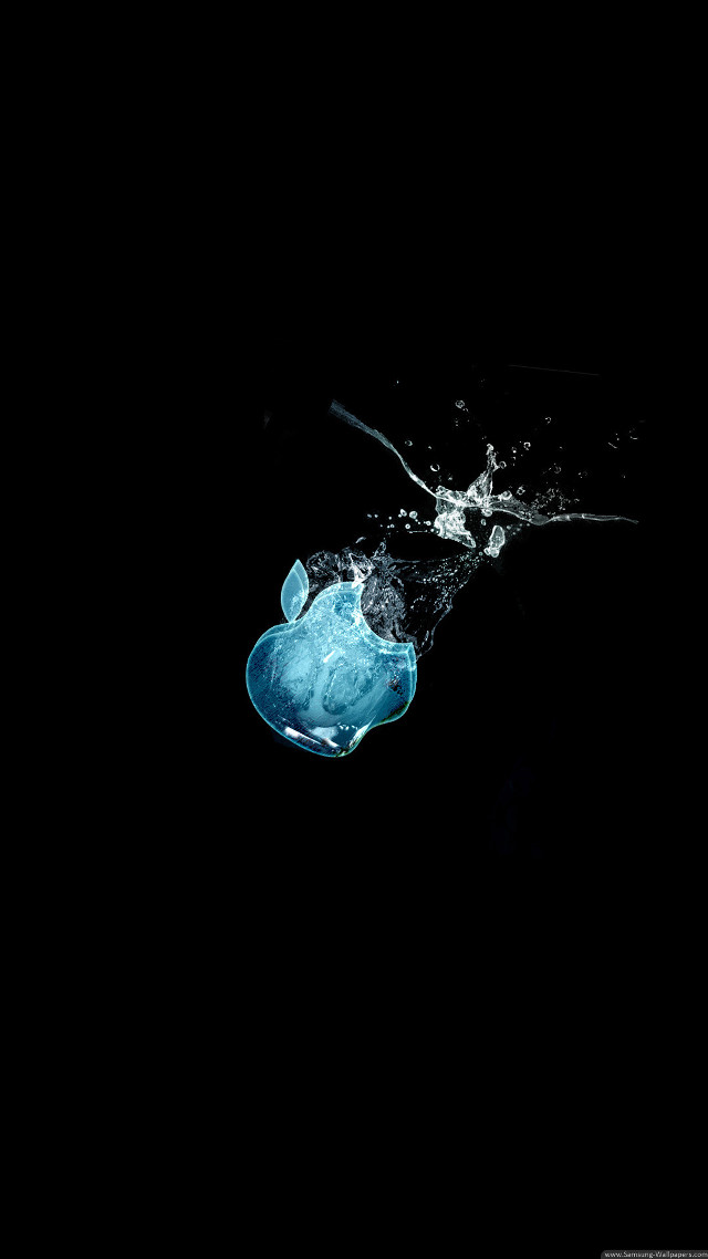 Black background blue apple water free wallpaper for mobile - medium preview image