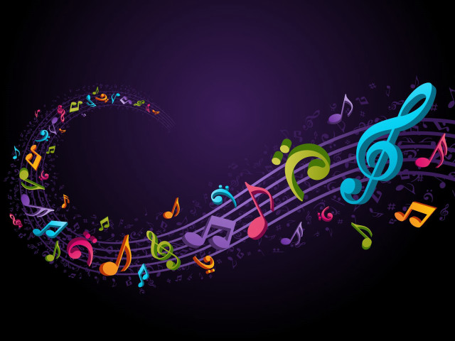 Colorful musical note notes purple free wallpaper for desktop - medium preview image