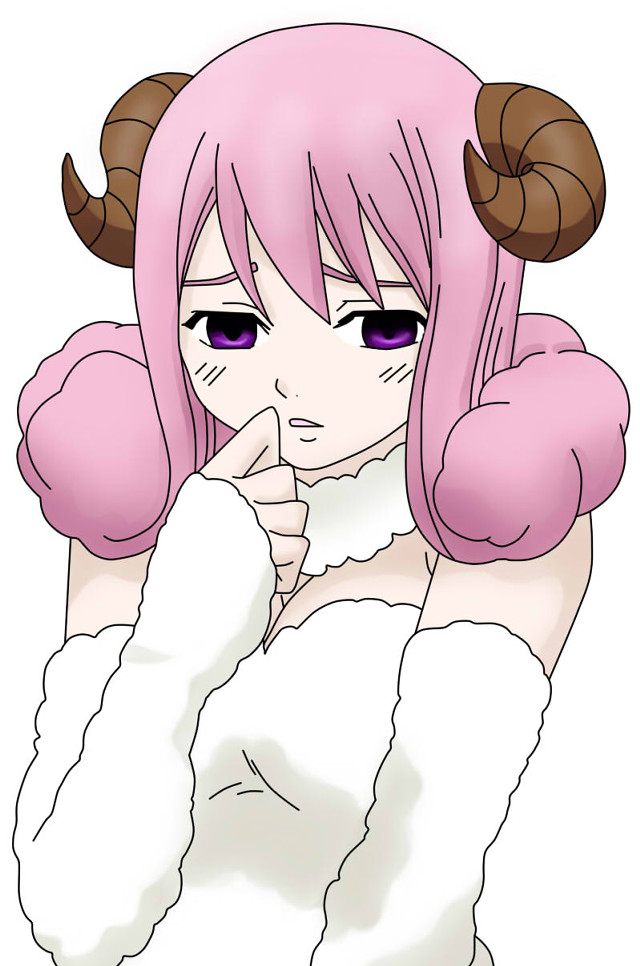 Pink hair horns sheep girl free wallpaper for mobile - medium preview image