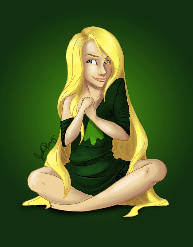 Cartoon girl sitting ground hands free wallpaper for mobile - medium preview image