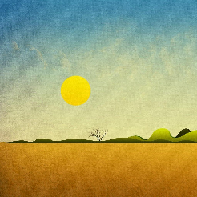 Tree yellow sun desert landscape free wallpaper for tablet - medium preview image