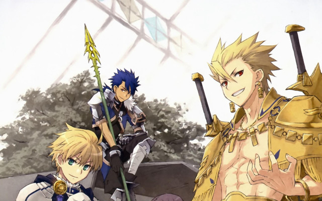 Anime characters group building sky free wallpaper for desktop - medium preview image