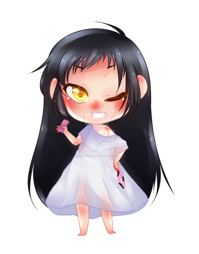 Cartoon girl black hair yellow #2 free wallpaper for mobile - medium preview image