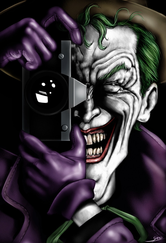 Joker camera gun purple gloves free wallpaper for mobile - medium preview image