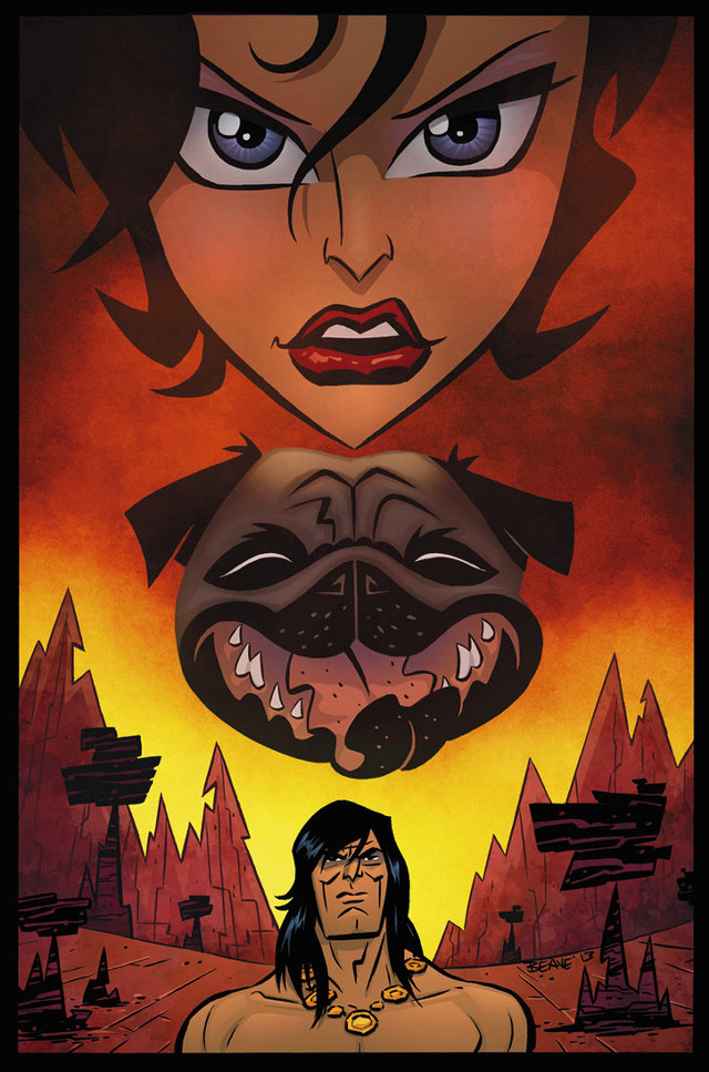 Woman dog demon red yellow free wallpaper for mobile - medium preview image