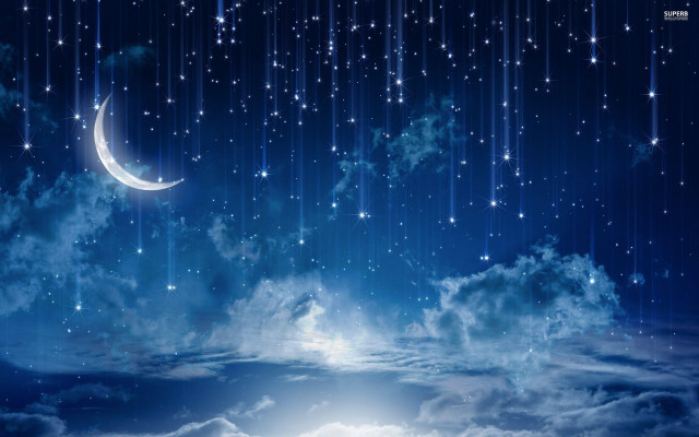 Night sky stars crescent moon #3 free wallpaper for desktop - medium preview image