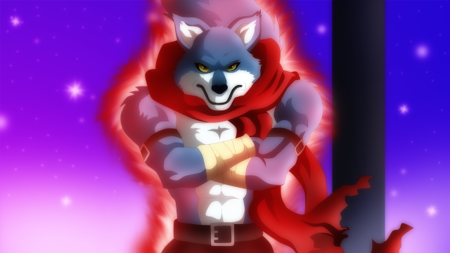 Cartoon wolf red scarf neck free wallpaper for desktop - medium preview image