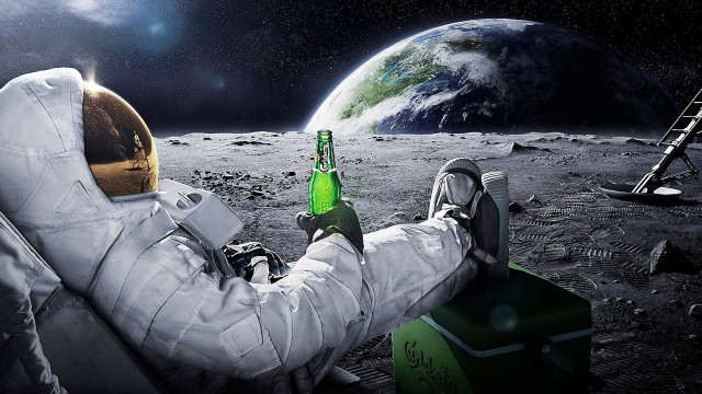 Man spacesuit beer planet ladder #7 free wallpaper for desktop - medium preview image