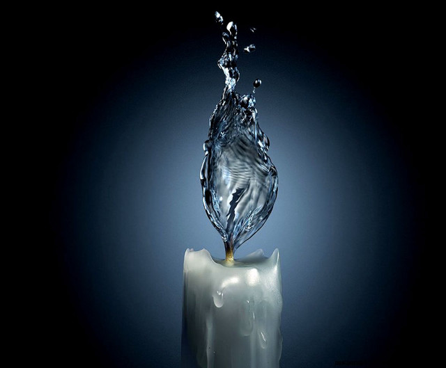 Candle water splash blue light #2 free wallpaper for desktop - medium preview image