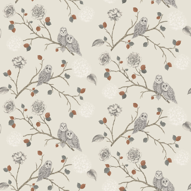 Owl branches berries leaves redberry free wallpaper for tablet - medium preview image