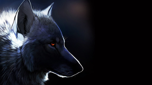 Wolf red eyes fullmoon night free wallpaper for desktop - medium preview image