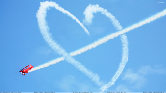 Heart shaped smoke trail red free wallpaper for desktop - medium preview image