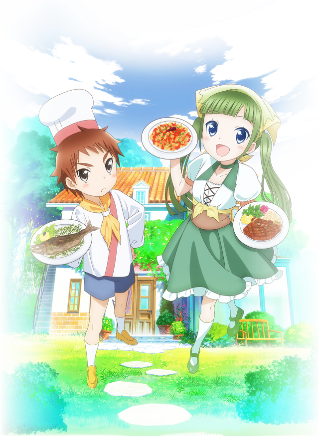 Anime girls food house sky free wallpaper for mobile - medium preview image